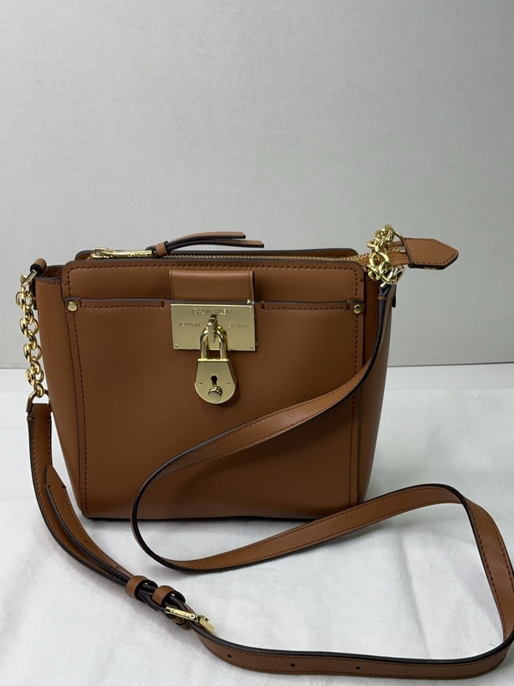 Calvin Klein Brown Camille Organizational Daytona CrossbodY.